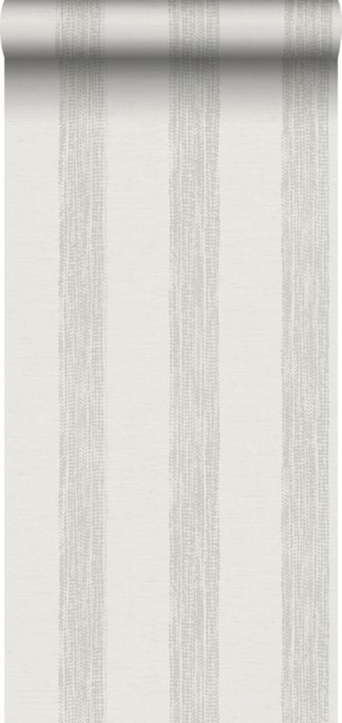 Tapeta Sanders & Sanders malowane paski szarymIbiałym 53 cm x 10,05 m - 1 rol.
