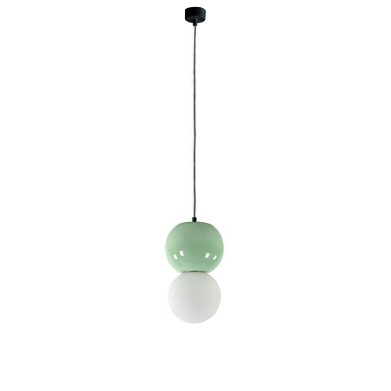 Lampa wisząca ILUMI Morgo biały E14 1 źródło światła wariant 2- lampa wisząca z ceramiczną miętową kulką i kloszem kolor 1szt