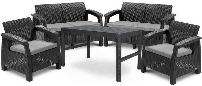 Zestaw Ogrodowy Meble Ogrodowe CORFU FIESTA/LYON Graphite Keter 1 szt