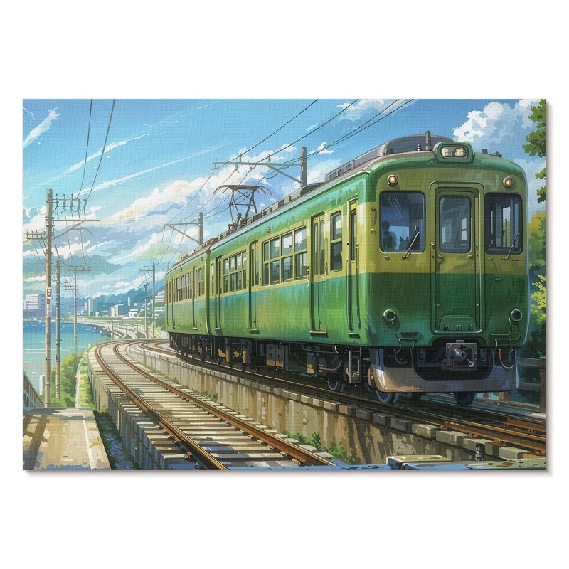 Plakat na Płótnie Tulup 42x29,7 cm (A3) Zielony pociąg Do salonu, biura, 1 szt.