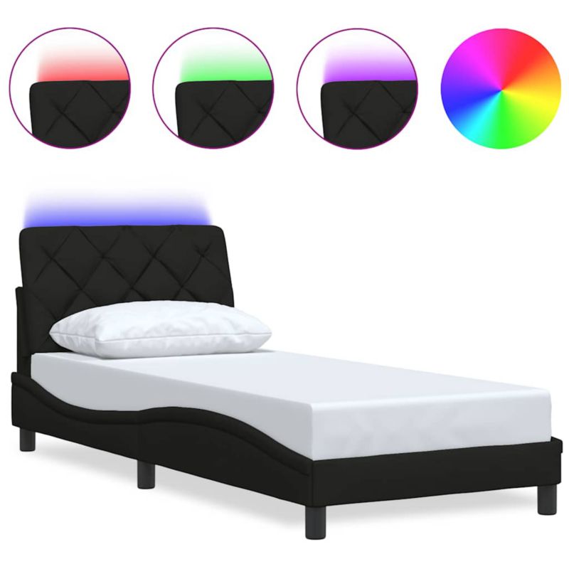 Rama łóżka z LED bez materaca Czarna Tkanina WaszeMeble 90x190 WM-3310638 1 szt.