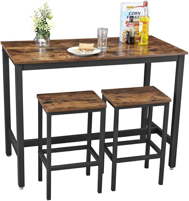 Zestaw barowy Songmics industrialny brązowo-czarny 120x60x90 cm 1 kpl.