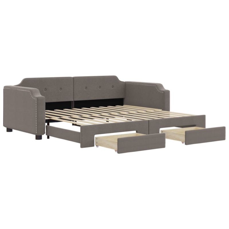Sofa rozkładana WaszeMeble 90x200 cm Taupe tkanina z szufladami WM-3197673 1 szt.