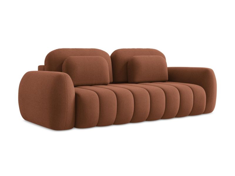 Kanapa 3-osobowa z funkcją spania LaMiaSofa GINOSA z tkaniny bouclé 266x121 cm terakota 1 szt.