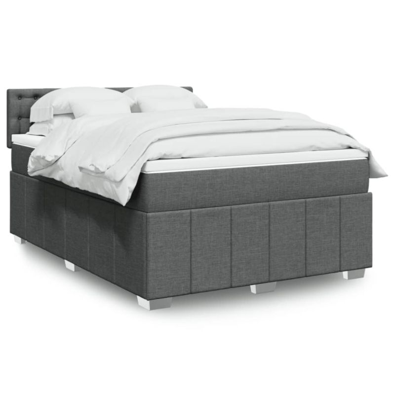 Łóżko z materacem WaszeMeble 135x190 cm Ciemnoszary tkanina z LED WM-3289378 1 szt.