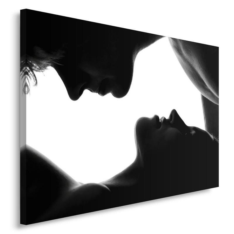 Obraz na płótnie Feeby Pocałunek Miłość Para czarno biały 120x80cm 1szt