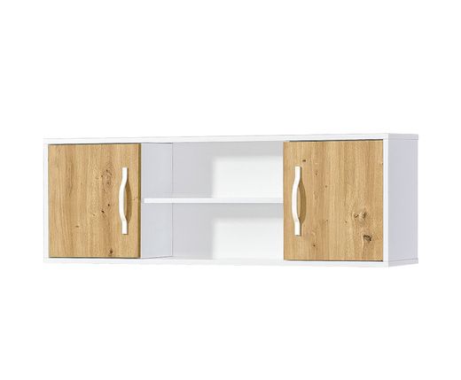 Szafka wisząca MINIO go for it, PEREA, 120 cm, biała / dąb artisan / białe metalowe uchwyty, 1 szt.