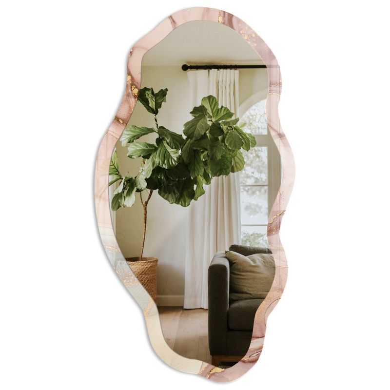 Nieregularne Lustro Ścienne Tulup 52x97 cm Abstrakcyjne fale - w Ramie Szkło Hartowane Lustro z Nadrukiem 1 szt.