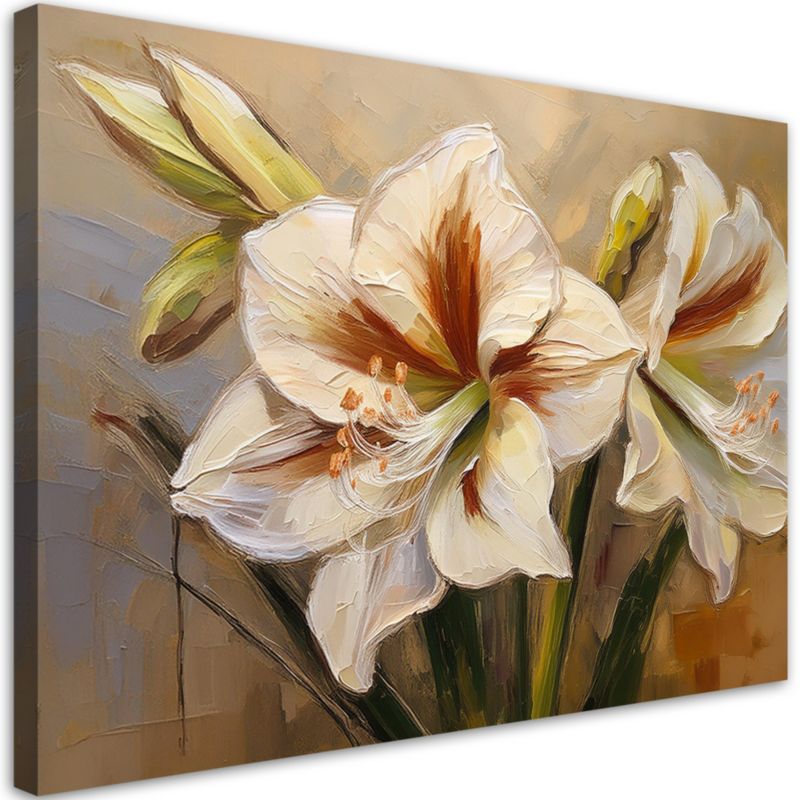 Obraz do salonu sypialni Feeby Biały Malowany Kwiat 100x70 cm 1szt