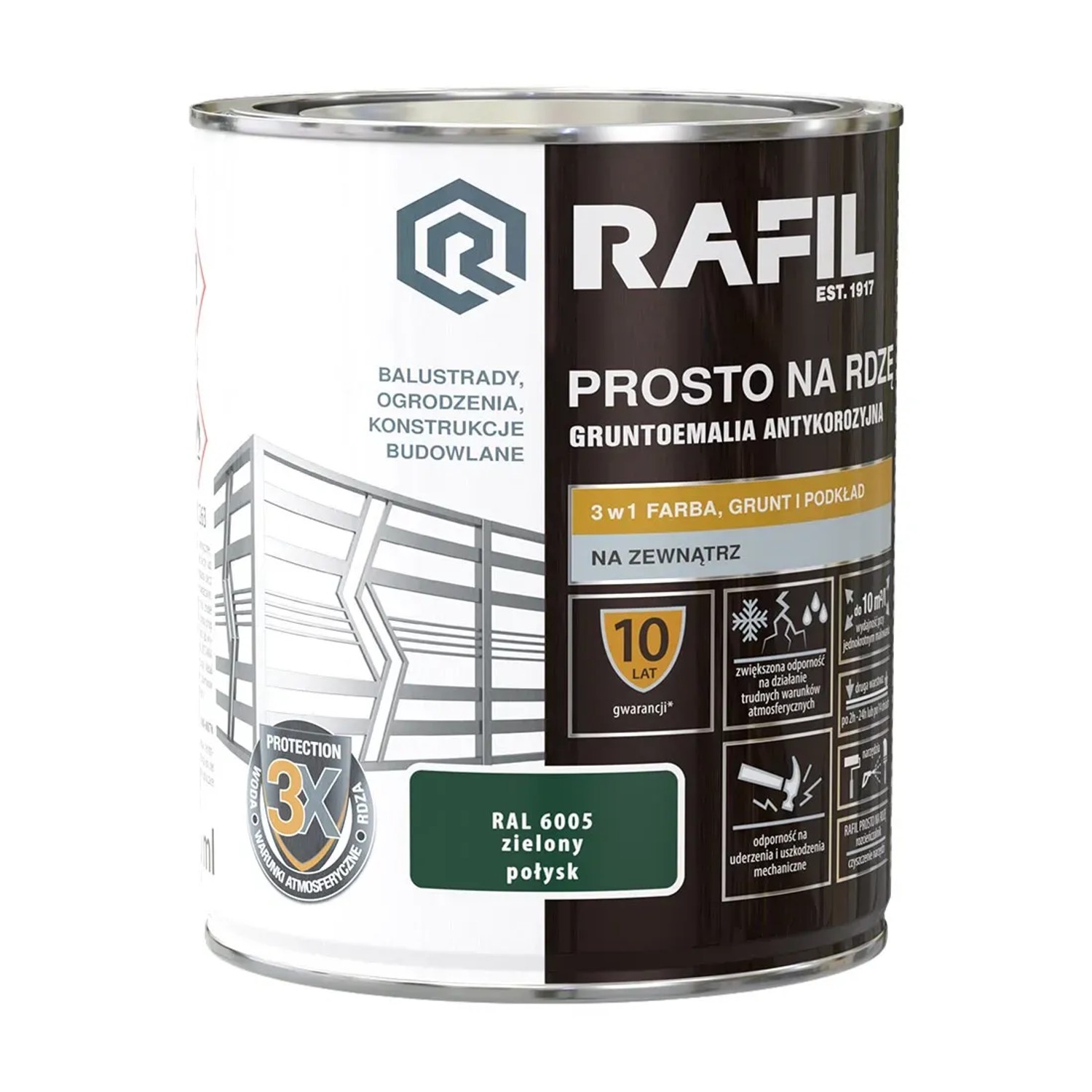 Rafil Farba na rdzę zieleń mchu połysk 0,75L
