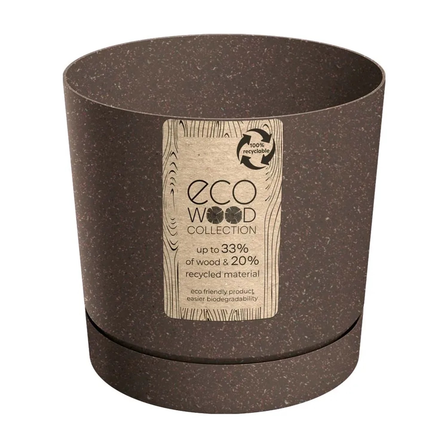 Prosperplast Doniczka Tubo P Wood kawa - 11 cm