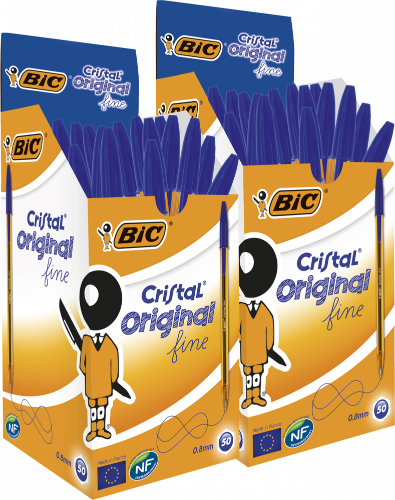 2x Długopis jednorazowy Bic Cristal Fine 0.8mm, 50 sztuk, niebieski