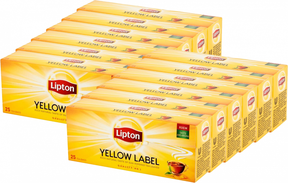 12x Herbata czarna w torebkach Lipton Yellow Label, 25 sztuk x 2g
