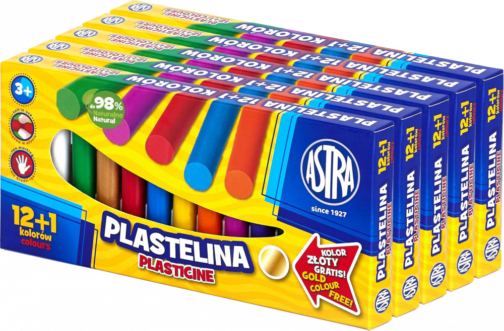 5x Plastelina Astra, 13 kolorów (12+1 kolor gratis)