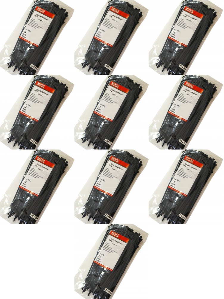 10x Opaska zaciskowa Erko, 2.5x100mm, 100 sztuk, czarny