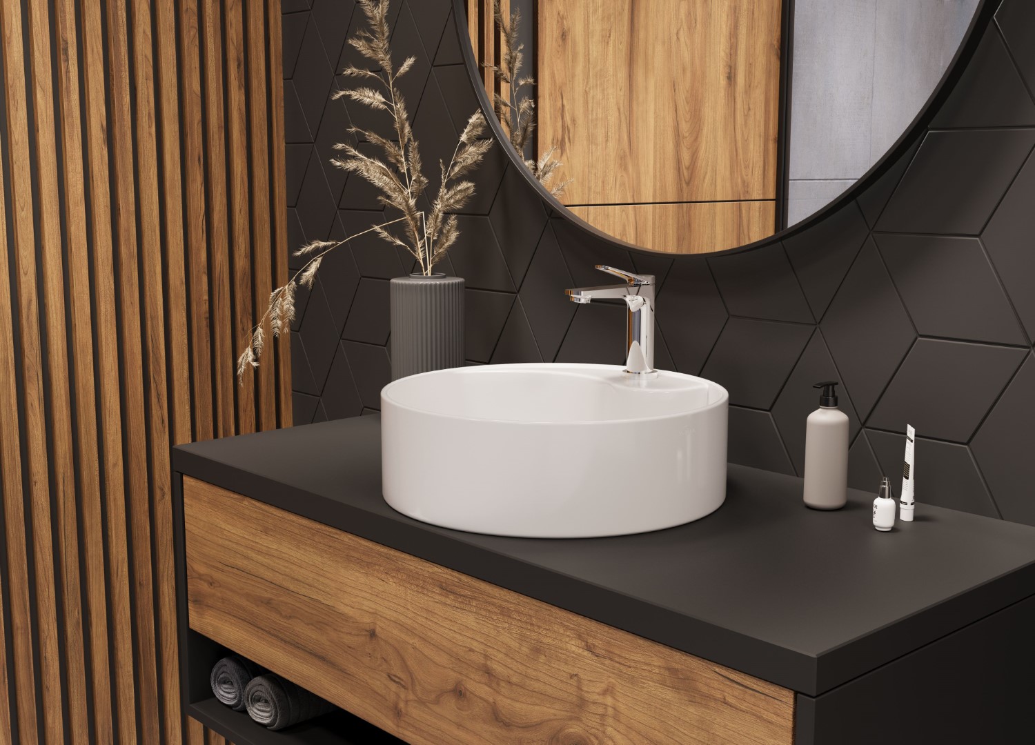 Invena Alonia bateria umywalkowa stojąca chrom BU-70-001