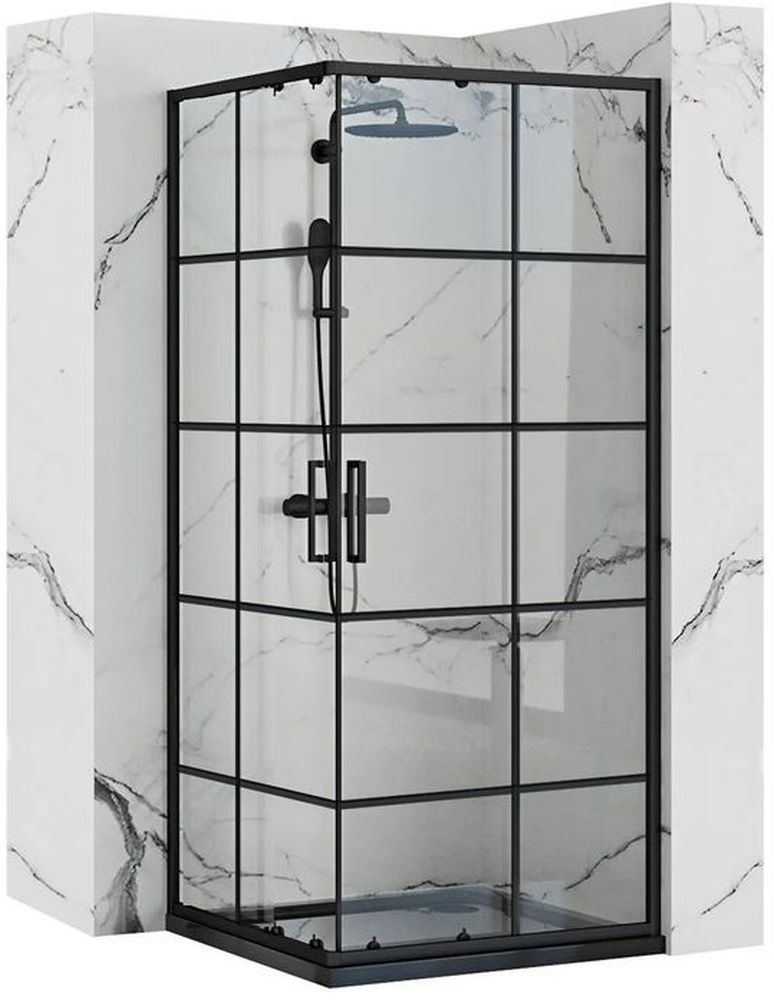 Rea Concept Black kabina prysznicowa 90x90 cm kwadratowa czarny półmat/szkło przezroczyste REA-K5478