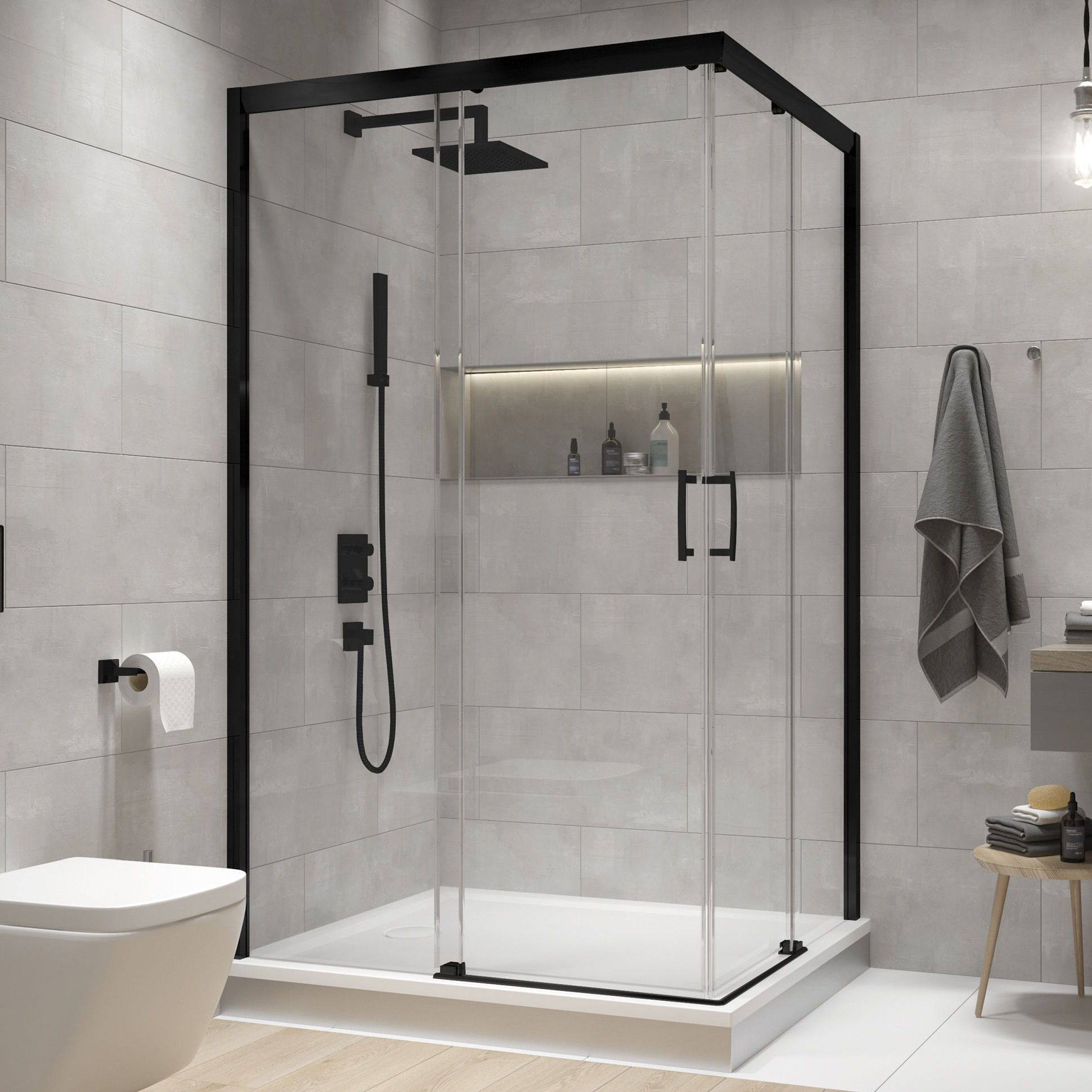 Sanplast Free Zone kabina prysznicowa 100x90 cm prostokątna czarny mat/szkło przezroczyste 600-271-3710-59-401 - Wysyłka w 24h