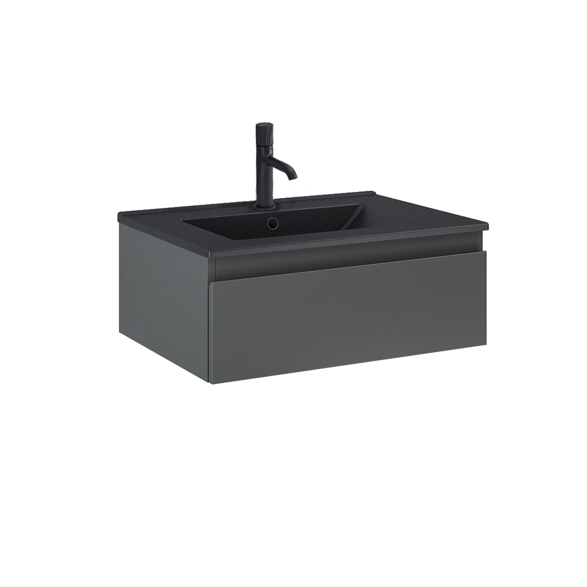 Oltens Vernal umywalka z szafką 60 cm czarny mat/grafit mat 68005400 - Wysyłka w 24h
