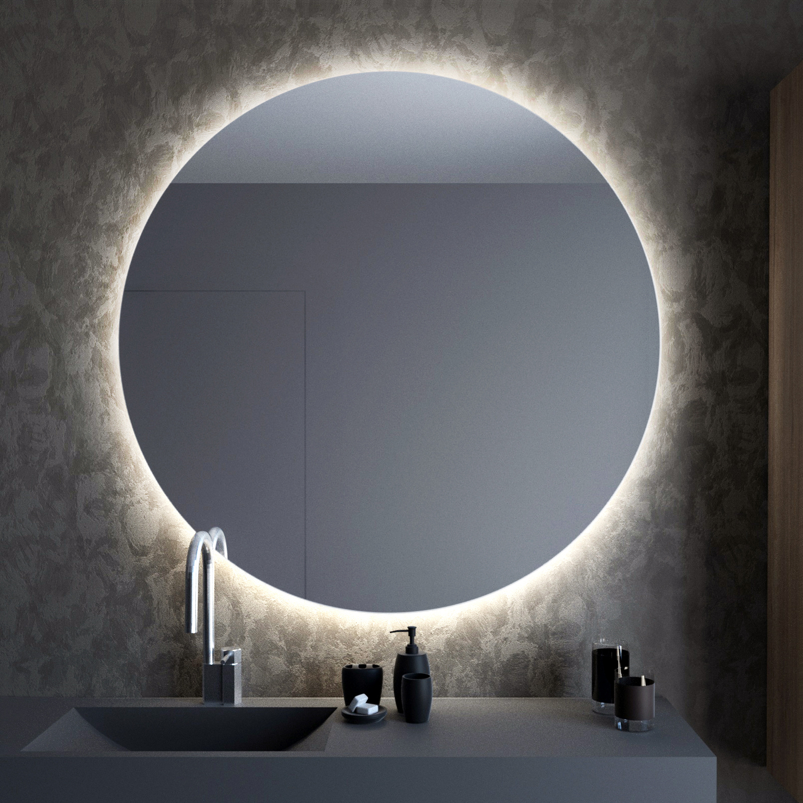Baltica Design Bright lustro 70x70 cm barwa zimna z włącznikiem bezdotykowym oraz matą grzewczą