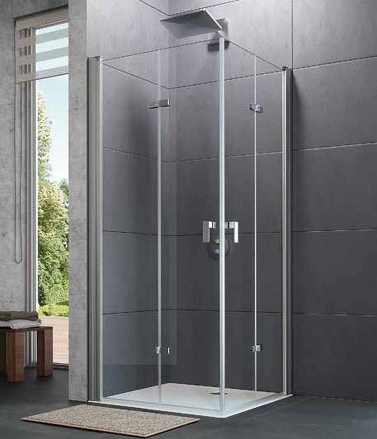 Hüppe Design Pure 4-kąt drzwi prysznicowe 80 cm prawe srebrny połysk/szkło przezroczyste Anti-Plaque 8P0915.092.322