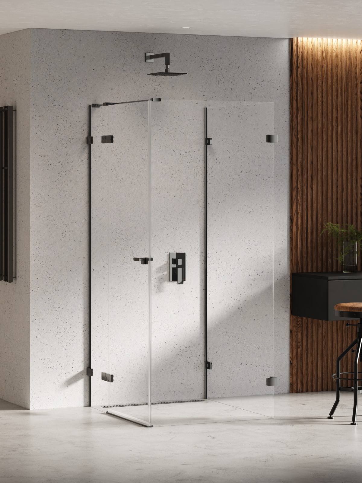 New Trendy Eventa Black Chrome kabina prysznicowa 90x100 cm prostokątna lewa chrom połysk/szkło przezroczyste EXK-6286