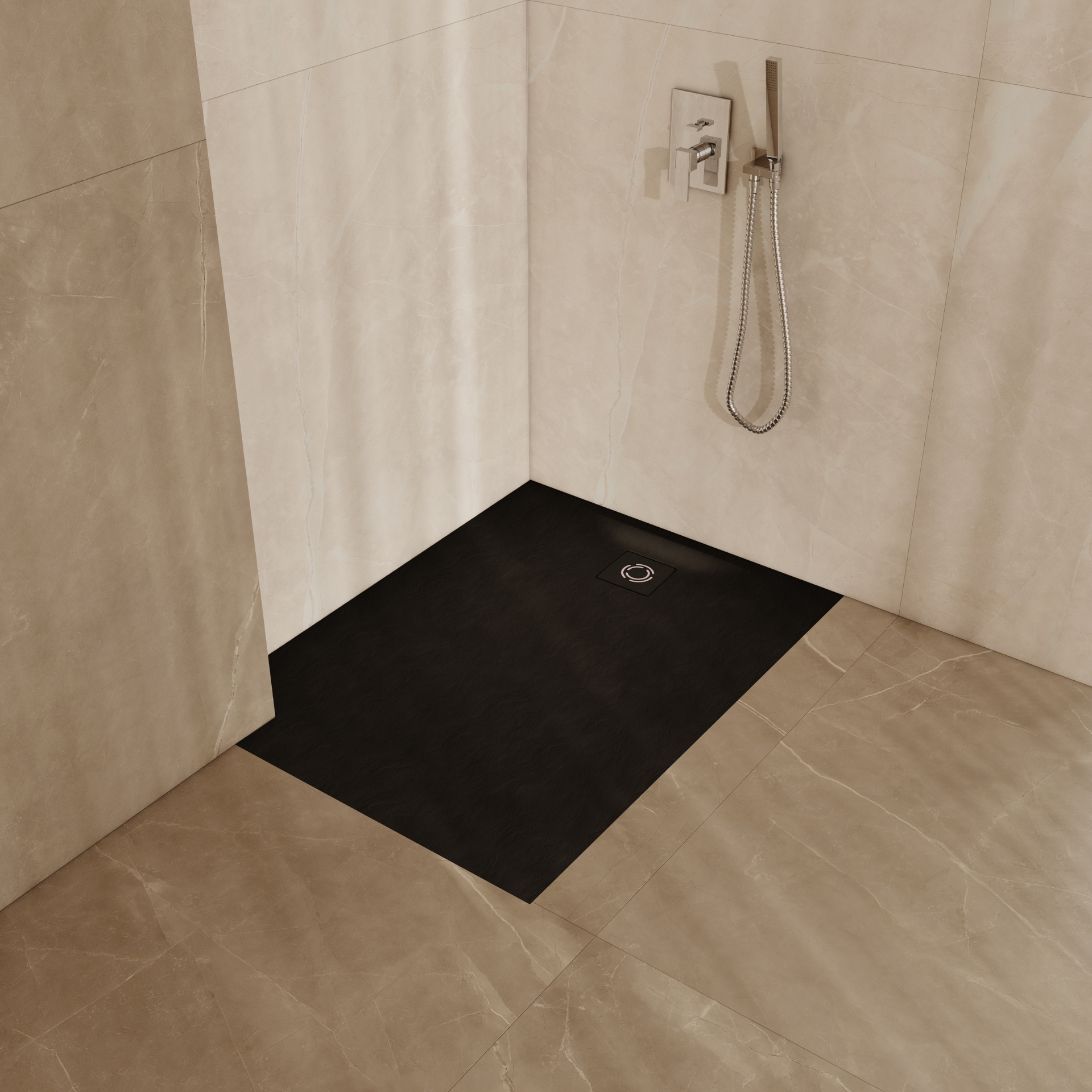 Schedline Magnific Black Stone brodzik prostokątny z maskownicą 120x90 cm czarny 3SP.M1K-90120/C/ST-M9/C/ST