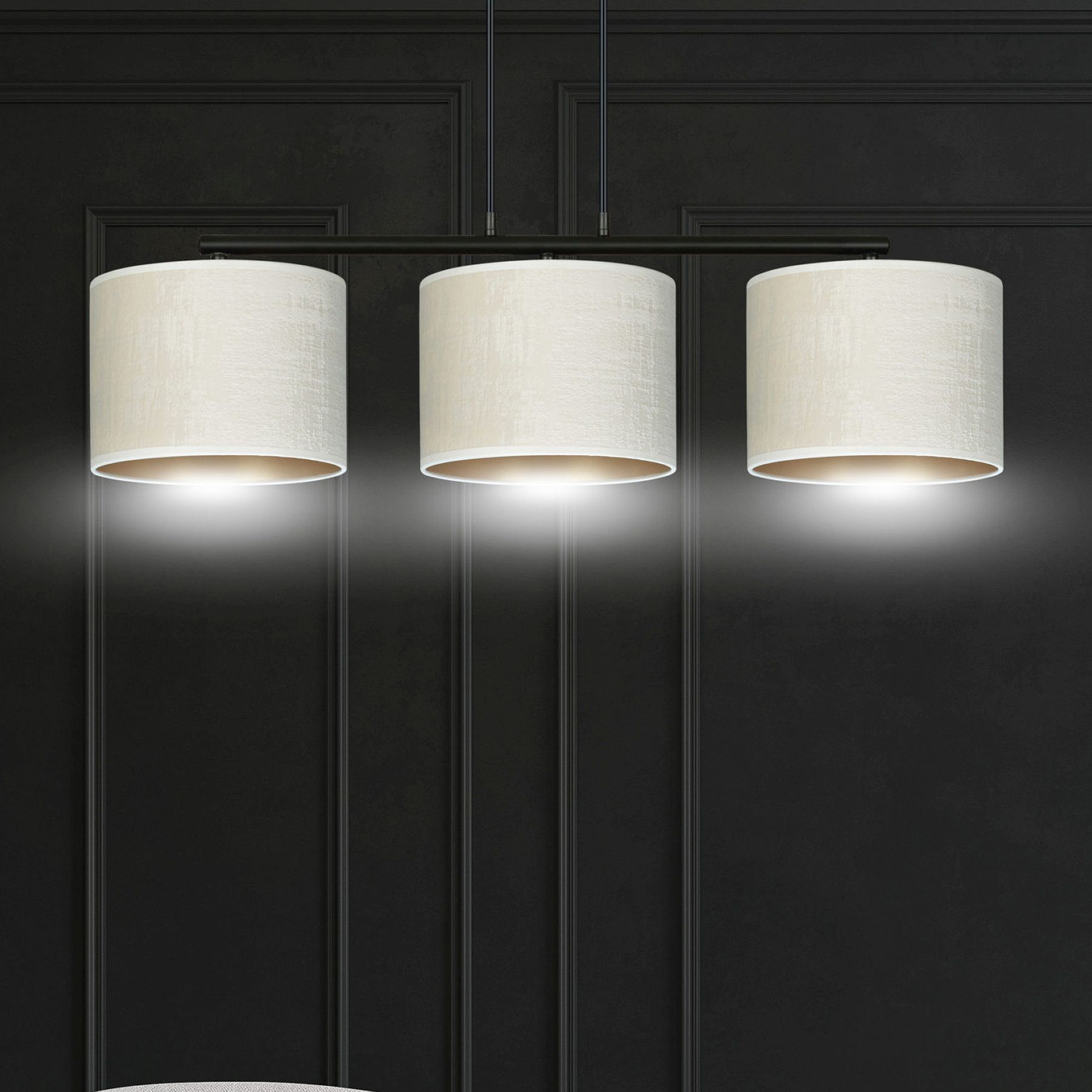 Emibig Hilde lampa wisząca 3x15 W biała-czarna-złota 1052/3