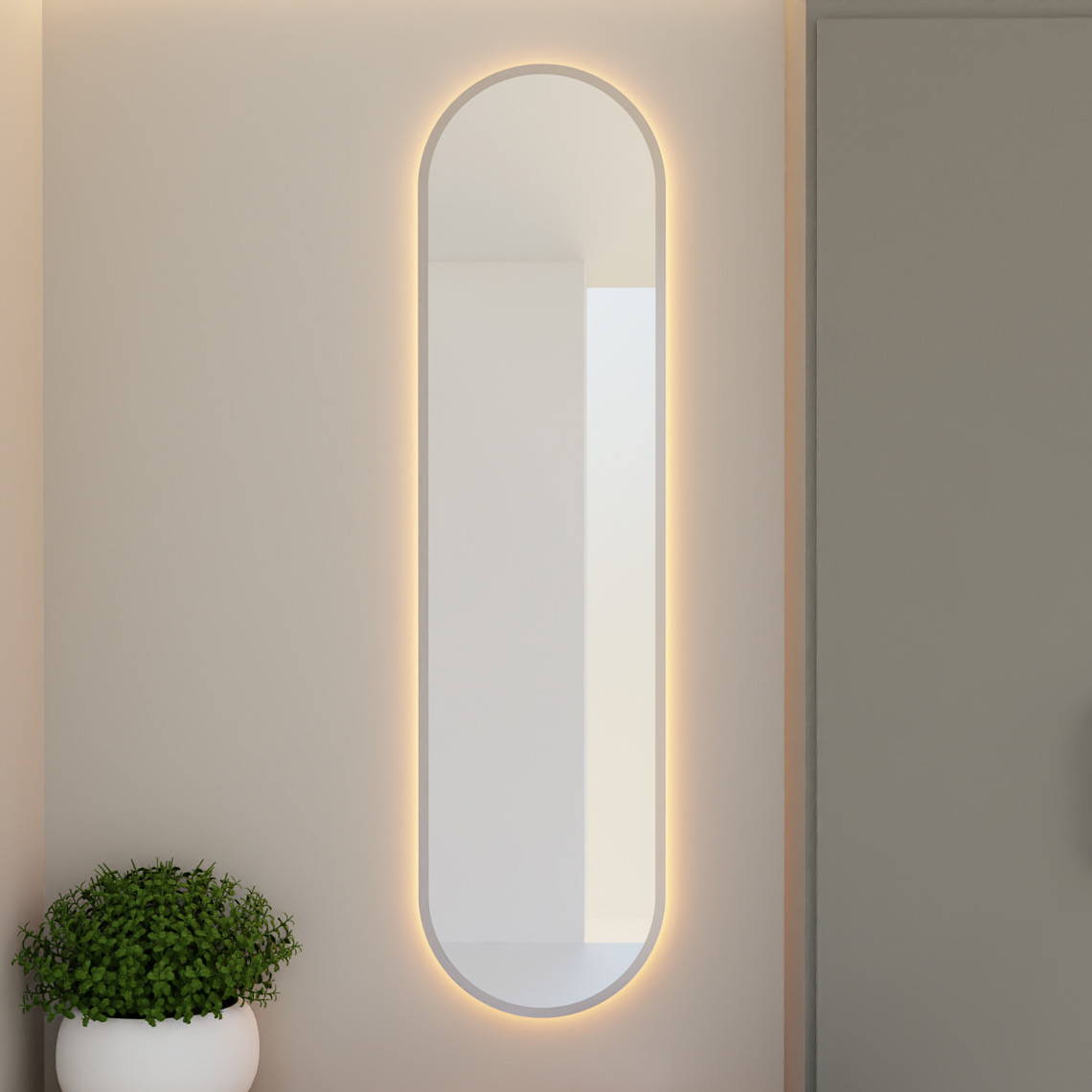 Baltica Design Tiny Border Pastille Bright lustro 60x140 cm owalne srebrne barwa zimna