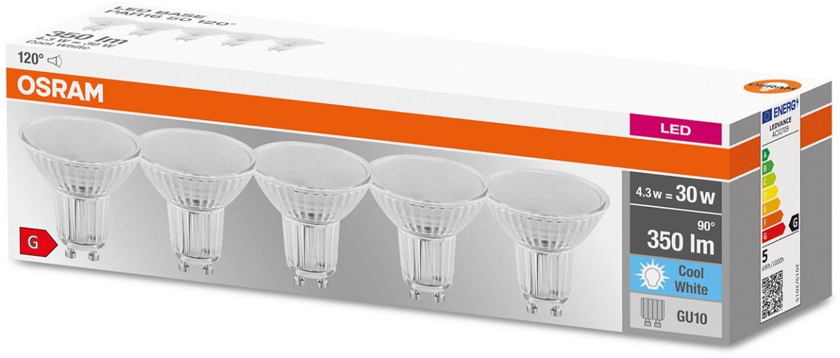 Osram Base żarówki LED Multipack 5x4,3 W 4000 K GU10 - Wysyłka w 24h