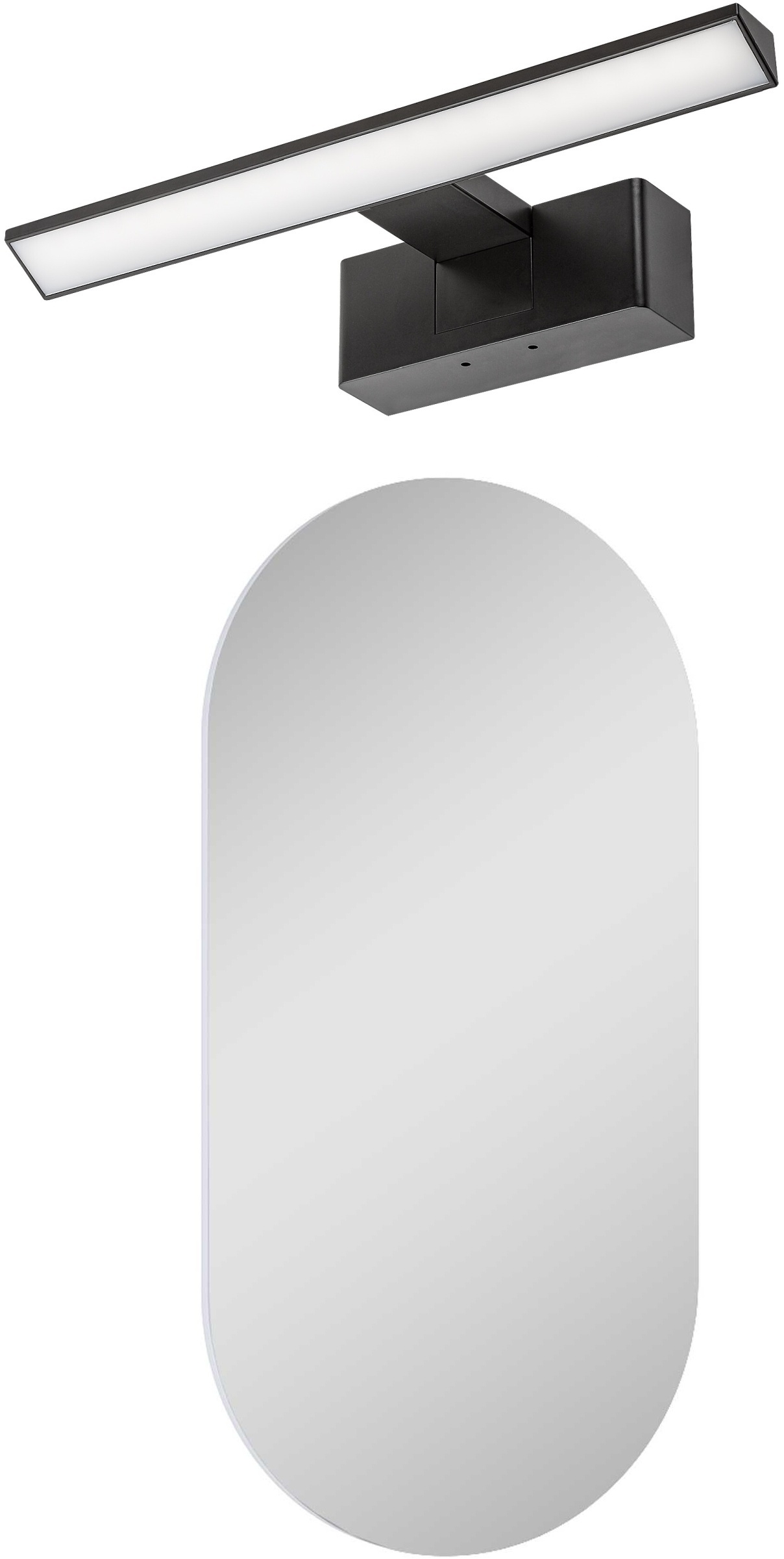 Zestaw Elita Oval lustro 50x100 cm owalne z kinkietem Rabalux Loric 1x6W czarny (RE067567000010, 75024) - Wysyłka w 24h