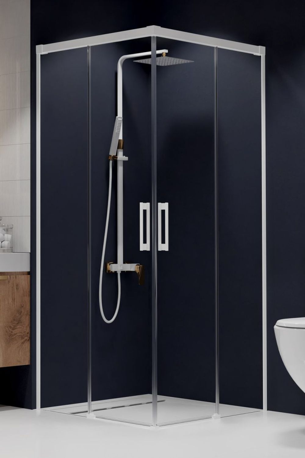 Radaway Idea White KDD drzwi prysznicowe 80 cm prawe biały mat/szkło przezroczyste 387061-04-01R