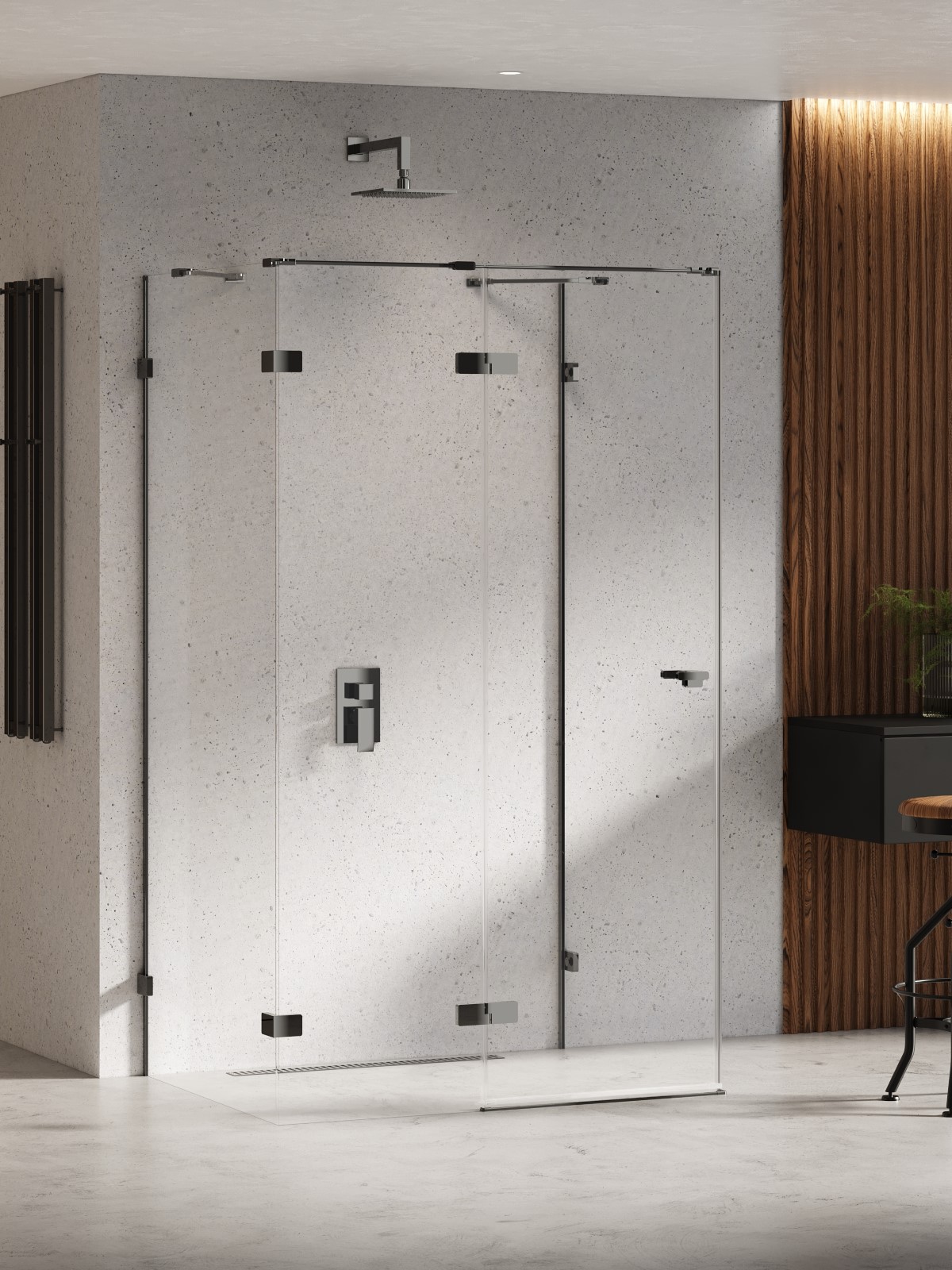 New Trendy Eventa Black Chrome kabina prysznicowa 100x90 cm prostokątna lewa czarny chrom połysk/szkło przezroczyste EXK-6262