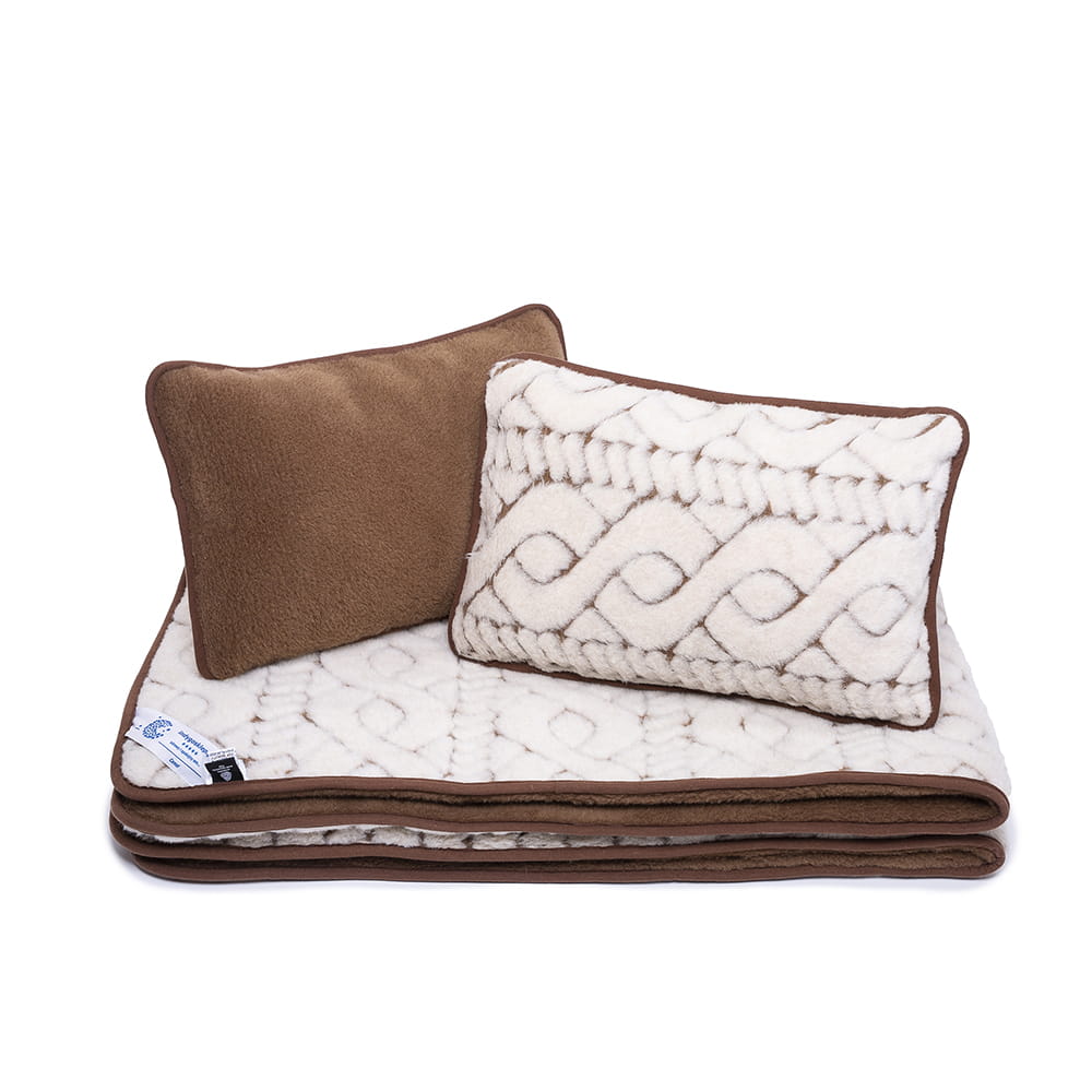 pościel wełniana camel jasny trentino/camel ciemny (kołdra 160x200, 2x poduszka 50x60) (+-5cm)