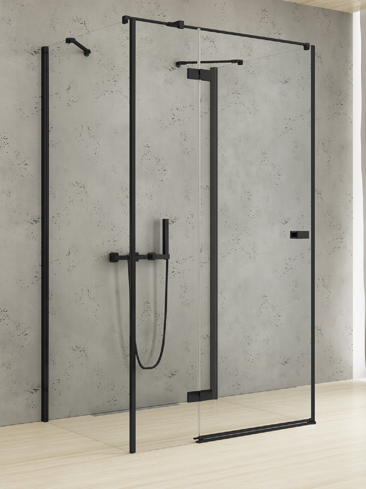 Darmowa Dostawa - Kabina prysznicowa 100x100 cm kwadratowa czarny mat/szkło przezroczyste New Trendy Reflexa Black EXK5027
