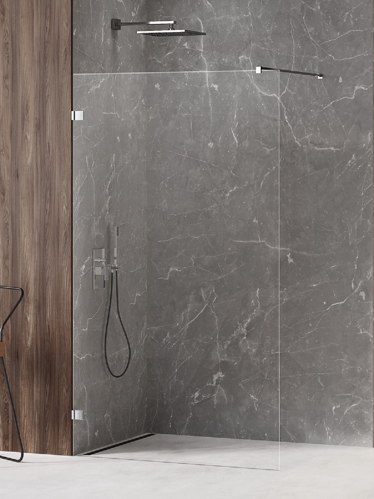 Darmowa Dostawa - Ścianka prysznicowa walk-in 80 cm chrom połysk/szkło przezroczyste New Trendy Avexa EXK1541