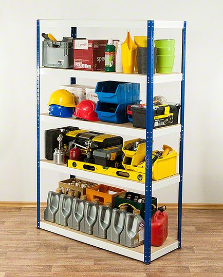 Regał metalowy MODO24 magazynowy stojak niebiesko-biały helios 180x150x50cm 5 półek po 175 kg 1 szt.