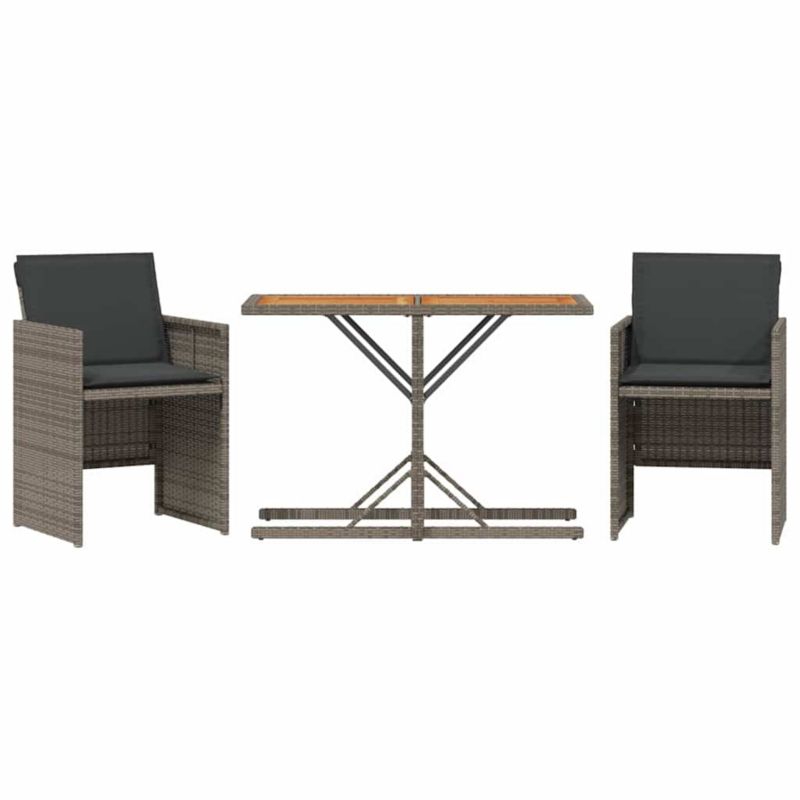 Zestaw mebli ogrodowych bistro WaszeMeble polirattan szary z poduszkami WM-365067 1 kpl