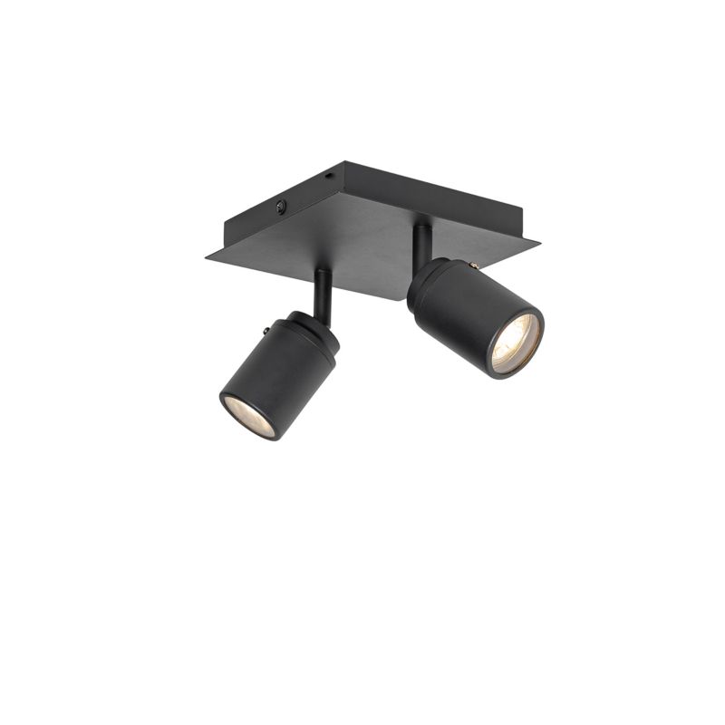 Regulowany reflektor sufitowy 2punktowy Qazqa Ducha 17 czarny GU10 żarówkami LED 47 W zestawie 2700k 6500k ściemnialny 1 szt.