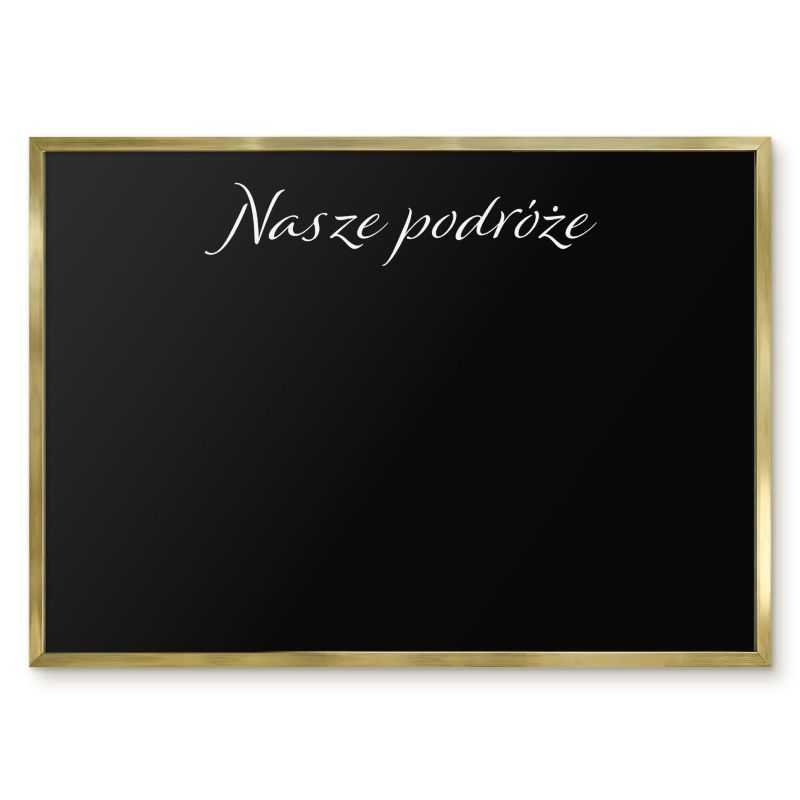 Tablica Na Magnesy Z Podróży Tulup 70x50 cm Nasze podróże 9 - Złota rama Do salonu, sypialni 1 szt.