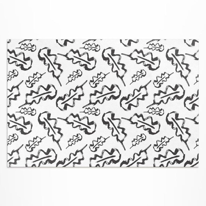 Dywan Winylowy Z Nadrukiem Wallfluent 100x150 cm Malowane liście w minimalistycznym stylu 1 szt.