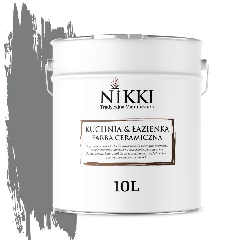 Farba Ceramiczna do Kuchni i Łazienki Zmywalna NIKKI Szary ciemny H1020 Głęboki Mat 10L