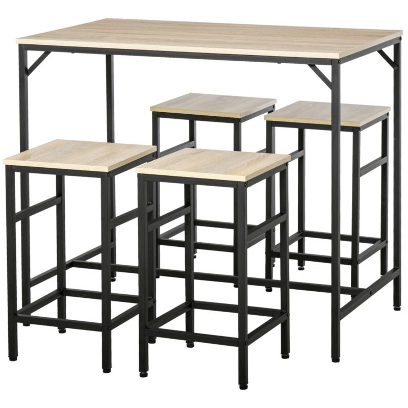 Zestaw mebli barowych Artdesignt stół 100x60x88cm i 4 krzesła hokery stołki barowe 32x32x57cm wys. kolor dąb 1 kpl.