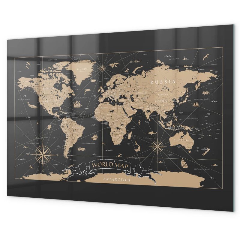 Tablica Magnetyczna Biurowa Na Ścianę Tulup 90x60 cm Vintage mapa świata Na notatki i zdjęcia 1 kpl