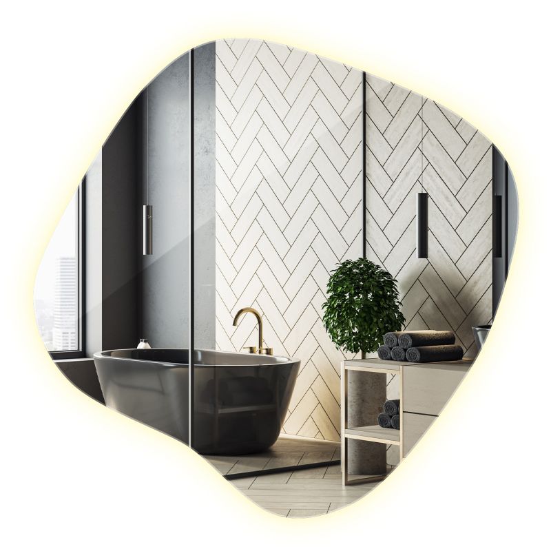 Lustro LED do Sypialni Wallfluent 77x77 cm Dekoracyjne Z Neutralnym Podświetleniem 1 szt.