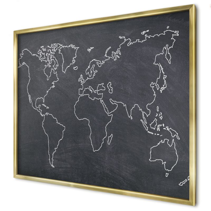 Tablica magnetyczna do salonu Wallfluent 80x60 świat kredowy w złotej ramie 1szt