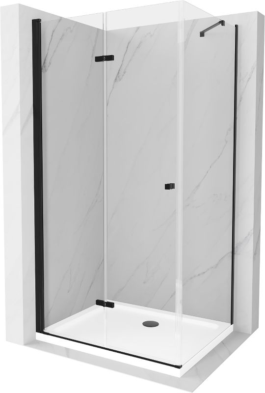 Kabina prysznicowa Mexen Lima składana 80 x 90 cm transparent czarna + brodzik Flat biały