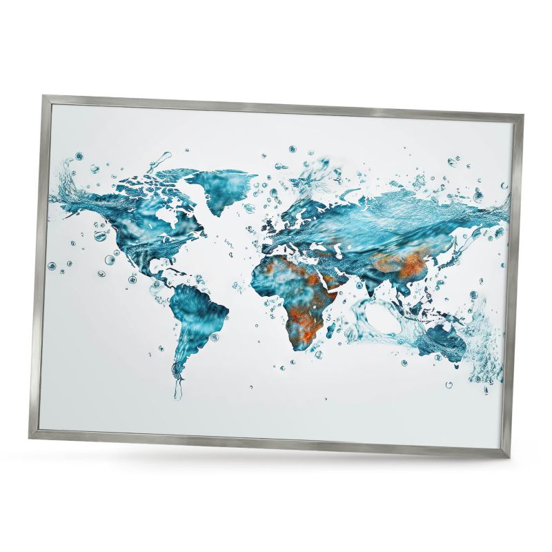 Tablica magnetyczna ozdobna ArtPrintCave 70x50 Wodna mapa w srebrnej ramie 1szt