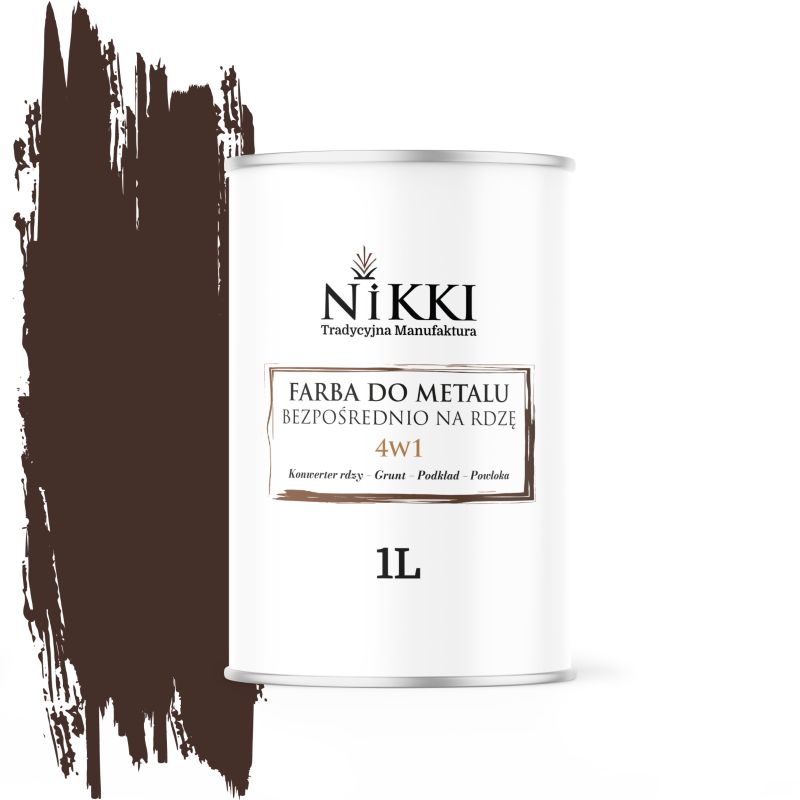 Farba do Metalu Antykorozyjna 4w1 NIKKI Czekoladowy brąz RAL8017 Półmat 1L