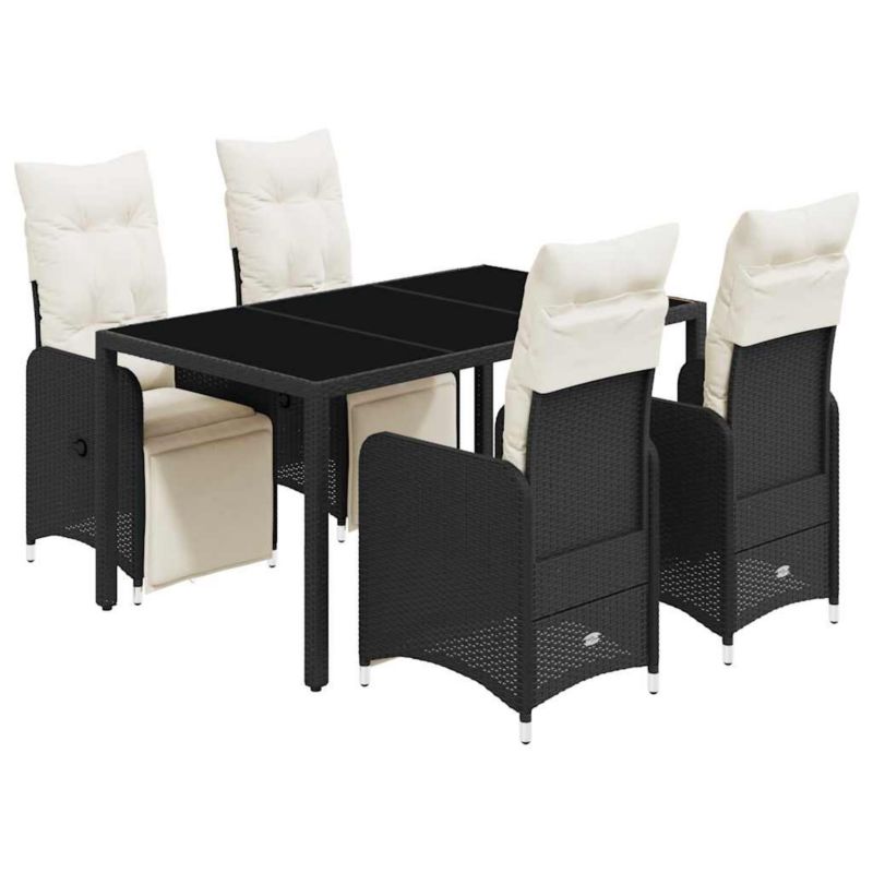 Zestaw mebli ogrodowych bistro WaszeMeble 5-cz. z technorattanu czarny z poduszkami WM-3277137 1 kpl